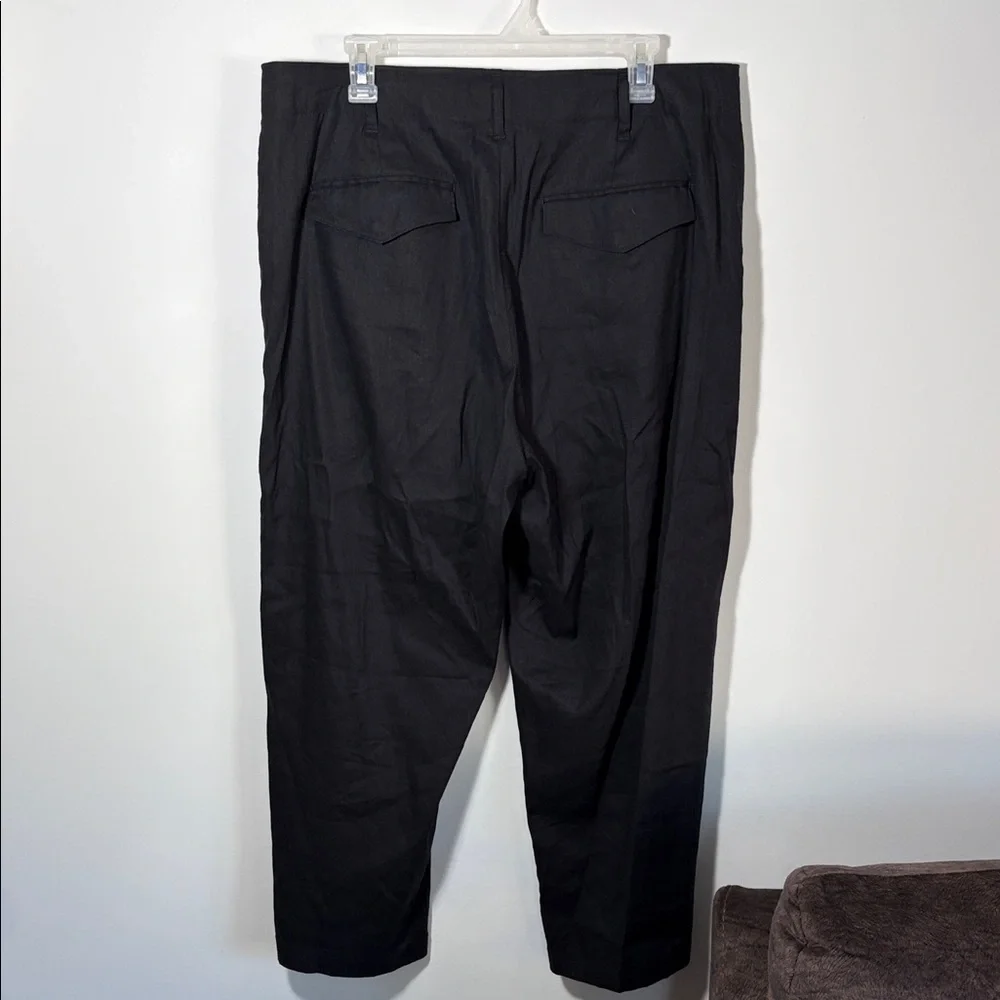 Rag & Bone Dylan Pant Cropped Linen Blend Black Women’s size 16 Wide Leg
